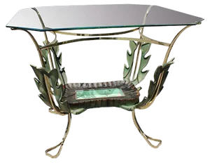 Italian Brass and Wooden Coffee Table by Pier Luigi Colli, 1950s