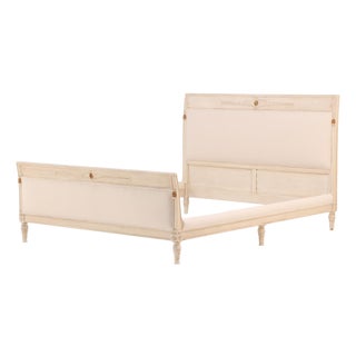 A French Directoire Style Painted and Carved Queen Bed, C. 1950. For Sale