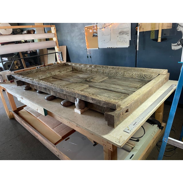 Late 19th Century Antique 19th Century Hand-Carved East African Oak Double Doors – For Sale - Image 5 of 11