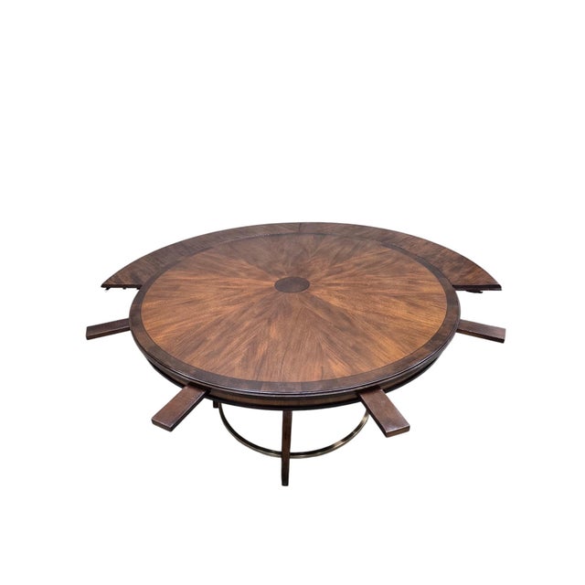 Mid 20th Century MCM Walnut Extension Dining Table With Sunburst Top For Sale - Image 5 of 12