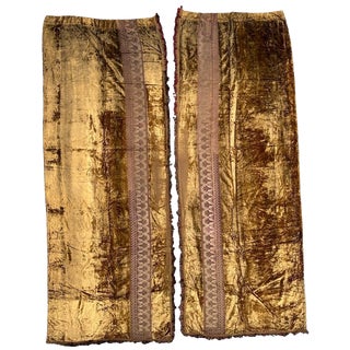 Silk Velvet Curtains, 1890s, Set of 2 For Sale