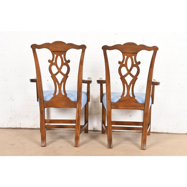 Drexel Heritage Georgian Carved Mahogany Armchairs or Dining Captain Chairs, Pair For Sale - Image 11 of 12