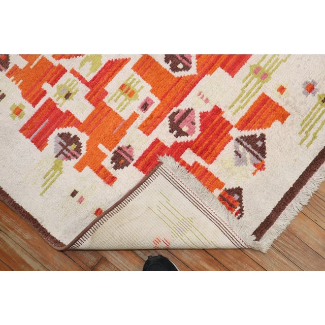 Orange Abstract Vintage Tibetan Rug rug no.j3653 For Sale - Image 8 of 9