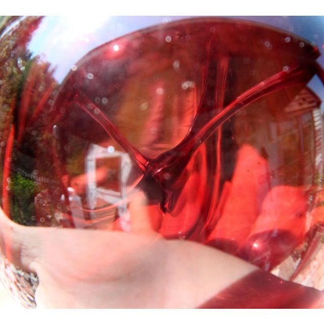 Mid-Century Modern 1972 Hand Blown Amethyst Art Glass Orb Vase For Sale - Image 3 of 11