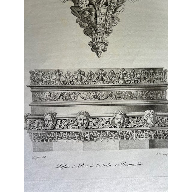 Mid 19th Century Mid 19th Century Etching Reproduction of Decorative Elements in Normandy Church by Nicolas Xavier Willemin For Sale - Image 5 of 6