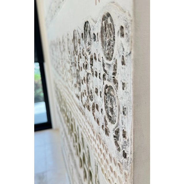Cream Craig Reheis Mid Century Modern Abstract Textured Cream Painting For Sale - Image 8 of 9