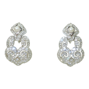 Swarovski Crystal Rhinestone & Pearl Door Knocker Earrings
