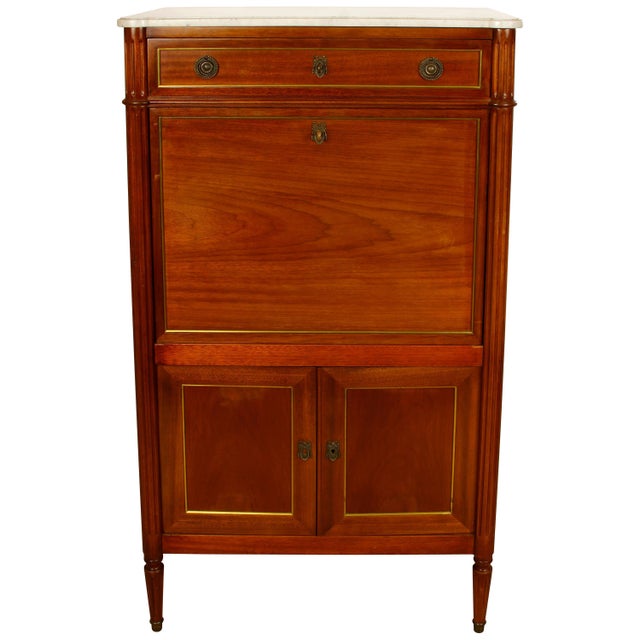 1940s French Louis XVI Style Marble Top Secretary or Bar C. 1940 For Sale - Image 5 of 6