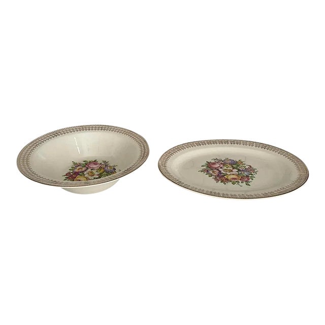 Mid 20th Century 22 Karat Gold Serving Bowl & Platter For Sale