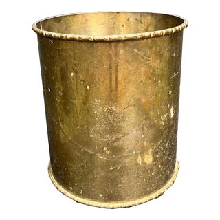 Brass Bamboo-Border Wastebasket / Planter For Sale