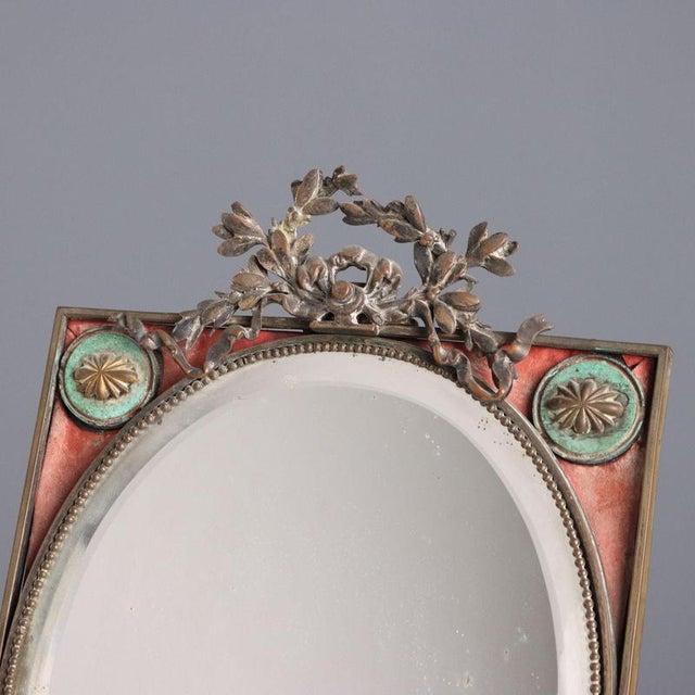 Beveled Table Mirror with Bronze Frame For Sale - Image 3 of 10