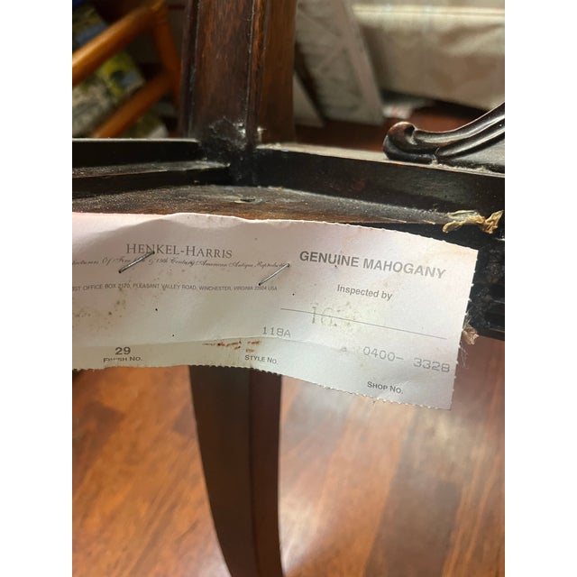 1990s Arm Chairs Chippendale Dining Desk Henkle Harris Hepplewhite Lyre Back Vintage For Sale - Image 5 of 6