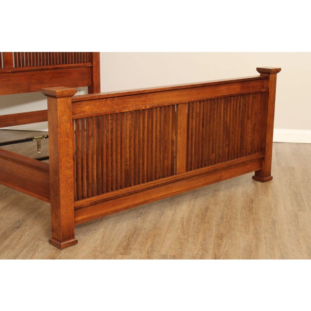 Mission Stickley Mission Collection King Size Oak Prairie Bed For Sale - Image 3 of 12
