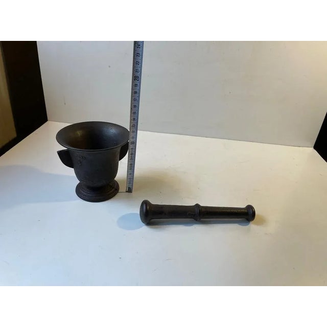Antique Cast Iron Mortar and Pestle, Set of 2 For Sale - Image 9 of 11