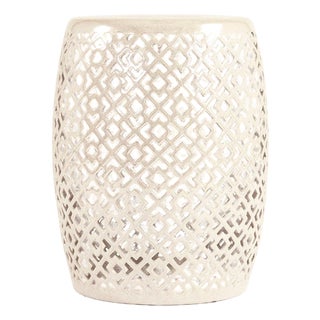 Lorin Iridescnet Grey Glaze Diamond Pierced Garden Stool For Sale