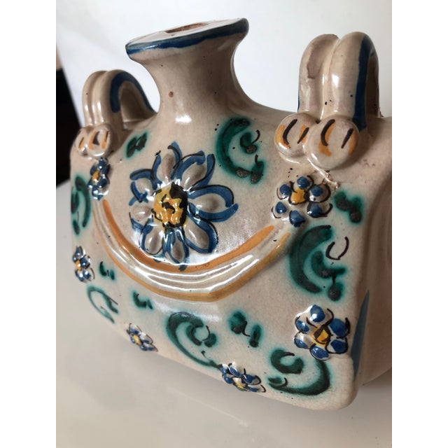 Ceramic Vintage Italian Caltagirone Majolica Ceramic Floral Vase For Sale - Image 7 of 10