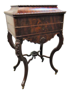 Mid 19th Century Victorian Mahogany Carved Sewing Stand