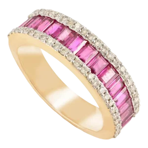 18k Gold Ruby and Diamond Stackable Engagement Band Ring Size 7 ( All Sizes Available )
