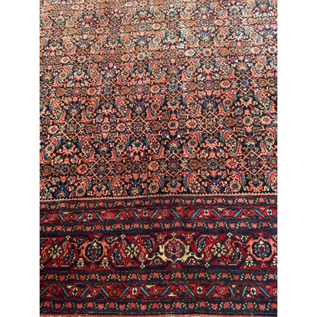 Vintage Persian Bidjar Rug, All-Over Herati Geometric Pattern, in Midnight Blue & Rust-Red, 9’ X 12’ For Sale In Chicago - Image 6 of 12