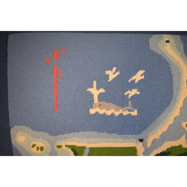 Late 20th Century Hand Needlepoint Nantucket Island Pillow For Sale - Image 5 of 7
