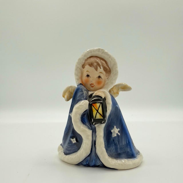 Vintage 1950s Goebel West Germany Petite Angel With Lantern Figurine – Blue Coat Holiday Cherub For Sale - Image 10 of 10