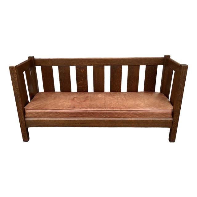 Early 20th Century L. & j.g. Stickley Model 216 Mission Oak Settle – Signed – 72” For Sale