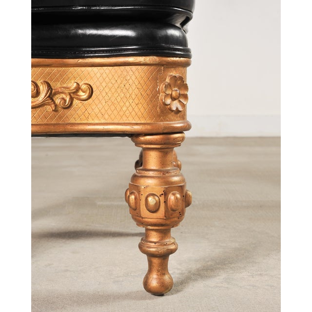 Pair of Empire Aesthetic Leather Giltwood Ottoman Footstools For Sale In Sacramento - Image 6 of 18