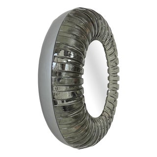 Vintage Wall Light in Murano Glass and Polished Stainless Steel with Mirror, Italy, 1960 For Sale