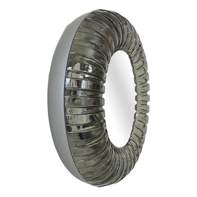 Vintage Wall Light in Murano Glass and Polished Stainless Steel with Mirror, Italy, 1960 For Sale