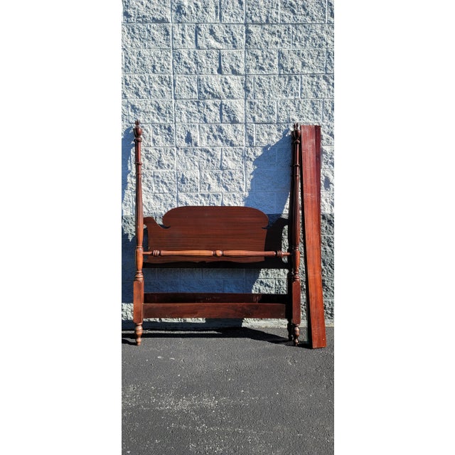 Brown 1930s Vintage Mahogany Full Size Poster Bedstead For Sale - Image 8 of 9