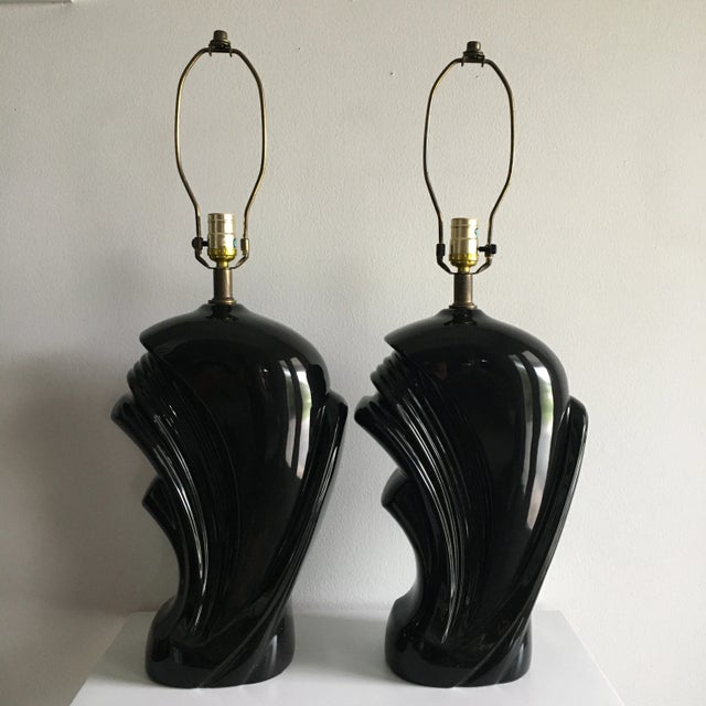 Ceramic 1980s Vintage Ceramic Wave Lamps - a Pair For Sale - Image 7 of 13