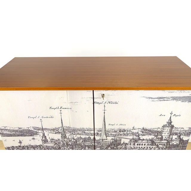 Wood Vintage Cabinet with Illustrations, 1940s For Sale - Image 7 of 10