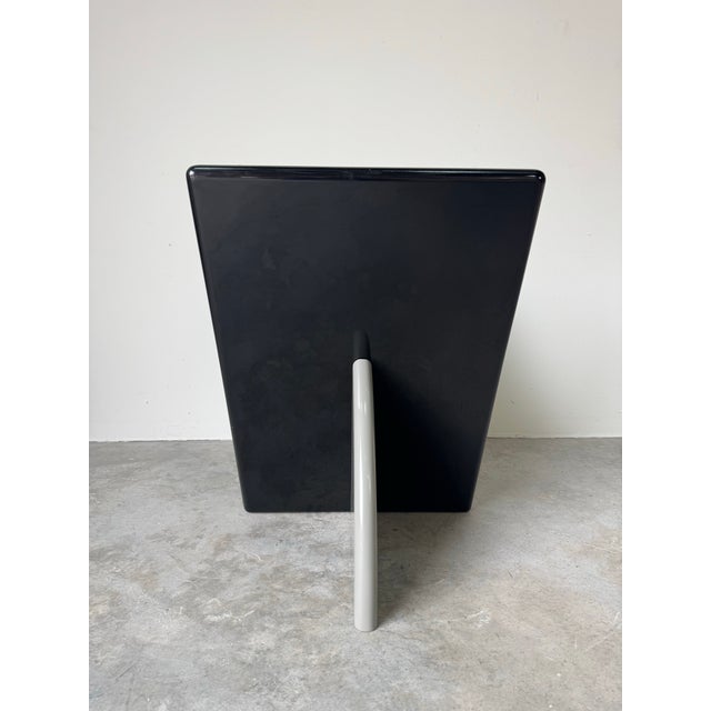 1980’s Postmodern Geometric v-Form Sculptural Black Lacquered Wood Dining Table Base For Sale - Image 11 of 12