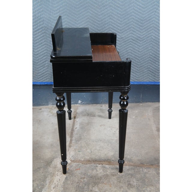 Hitchcock Style Black Lacquered Harvest Stenciled Secretary Writing Desk For Sale - Image 14 of 14