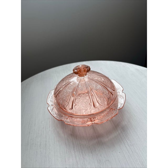 1930s Pink Depression Era Glass Jeanette Cherry Blossom Butter Dish For Sale - Image 10 of 10