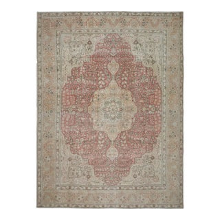 1970s Vintage Persian Handknotted Wool Red Oversize Area Rug For Sale