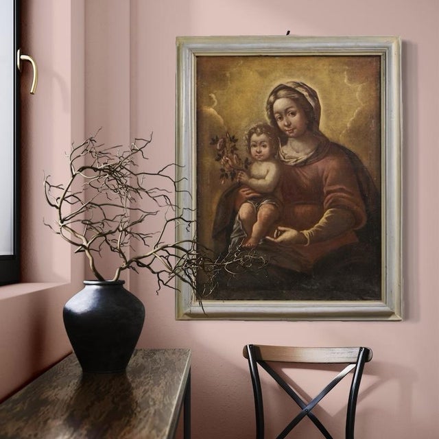 17th Century Italian Artist, Madonna and Child, 17th Century, Oil Painting on Canvas, Framed For Sale - Image 5 of 16