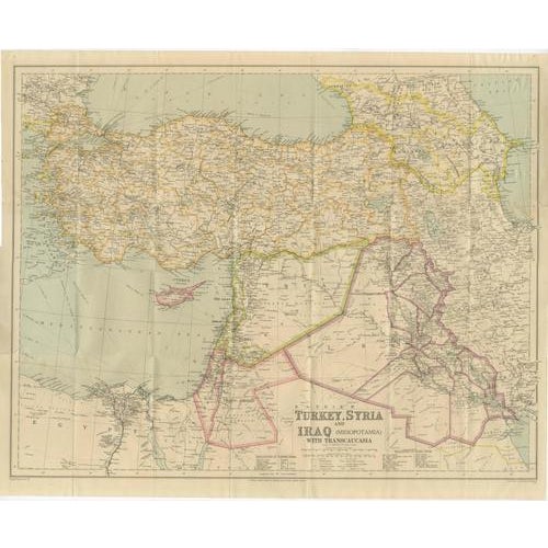 Philips Imperial Map of Turkey with Syria and Iraq and Transcaucasia, 1920s For Sale - Image 13 of 13