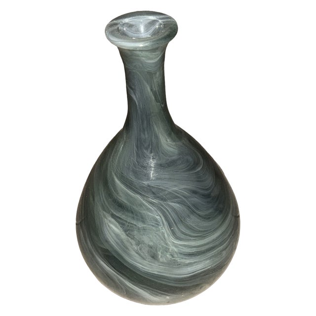 Mid-Century Modern 1970s Classic Mid-Century EcoGlass Smoky Swirled Hand Blown Glass Vase and Ruffled Rim Bowl Set, Made in Spain- 2 Pieces For Sale - Image 3 of 16