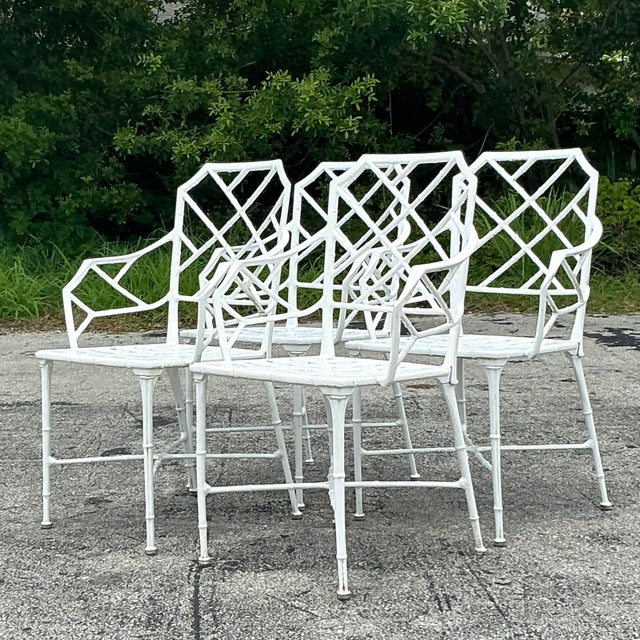 Late 20th Century Vintage Costal “Calcutta” Cast Aluminum Dining Chairs After Brown Jordan - Set of 4 For Sale - Image 5 of 10