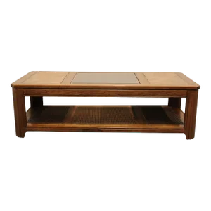 Hammary Walnut Rustic Americana 54" Glass Panel Accent Coffee Table 62202-00