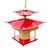 1950s 1950s Mid-Century Modern Pagoda Enameled Red Metal & Gold-Tone Tole Chinoiserie Chandelier For Sale - Image 5 of 18