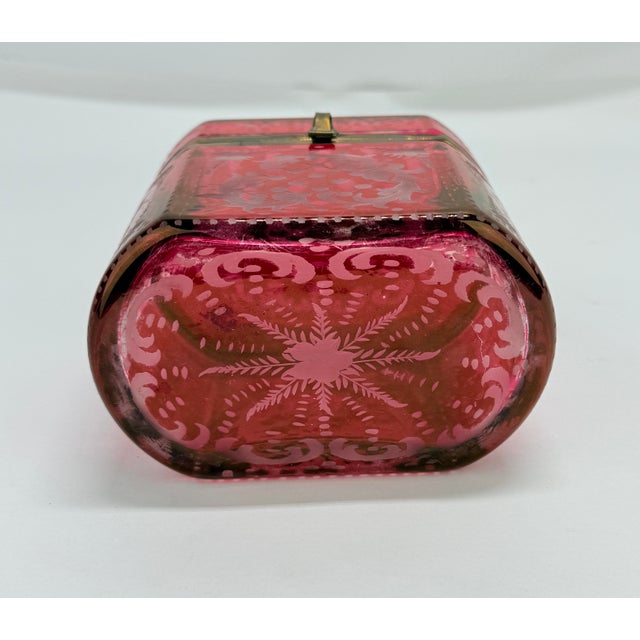 Late 19th Century, Bohemian Cranberry Overlay & Gilt Bronze Hinged Casket Box For Sale - Image 10 of 11
