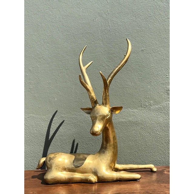 Vintage Brass Deer Sculpture For Sale - Image 16 of 16