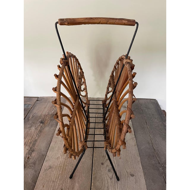 Mid-Century Modern Vintage Bamboo Magazine Rack, 1950s For Sale - Image 3 of 7