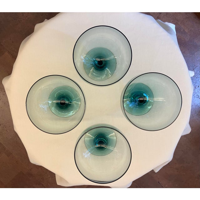 1950s 1950s Russel Wright Morgantown Glassware Set of 13 in “Seafoam” - Pinch Base Tumblers & Sherbets - 13-Piece For Sale - Image 5 of 10