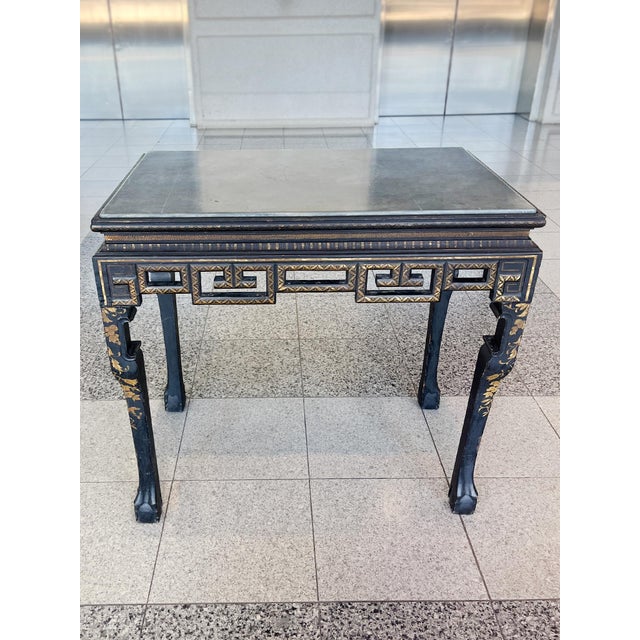 Mid 20th Century Mid-20th Century Chinoiserie Slate Top Side Table For Sale - Image 5 of 12