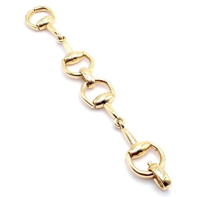 Gucci Equestrian Yellow Gold Large Horsebit Link Bracelet For Sale In Philadelphia - Image 6 of 11