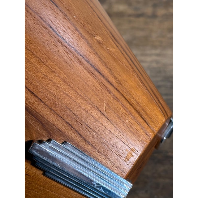 Brown Mid Century Modern Georges Briard Teak Wood Bowl With Silverplate Feet For Sale - Image 8 of 11