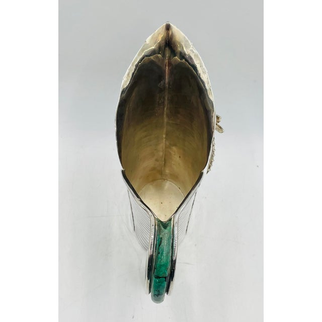 Metal 1980s Emilia Castillo Leaf-Form Silver Pitcher With Dragonfly Detail For Sale - Image 7 of 18